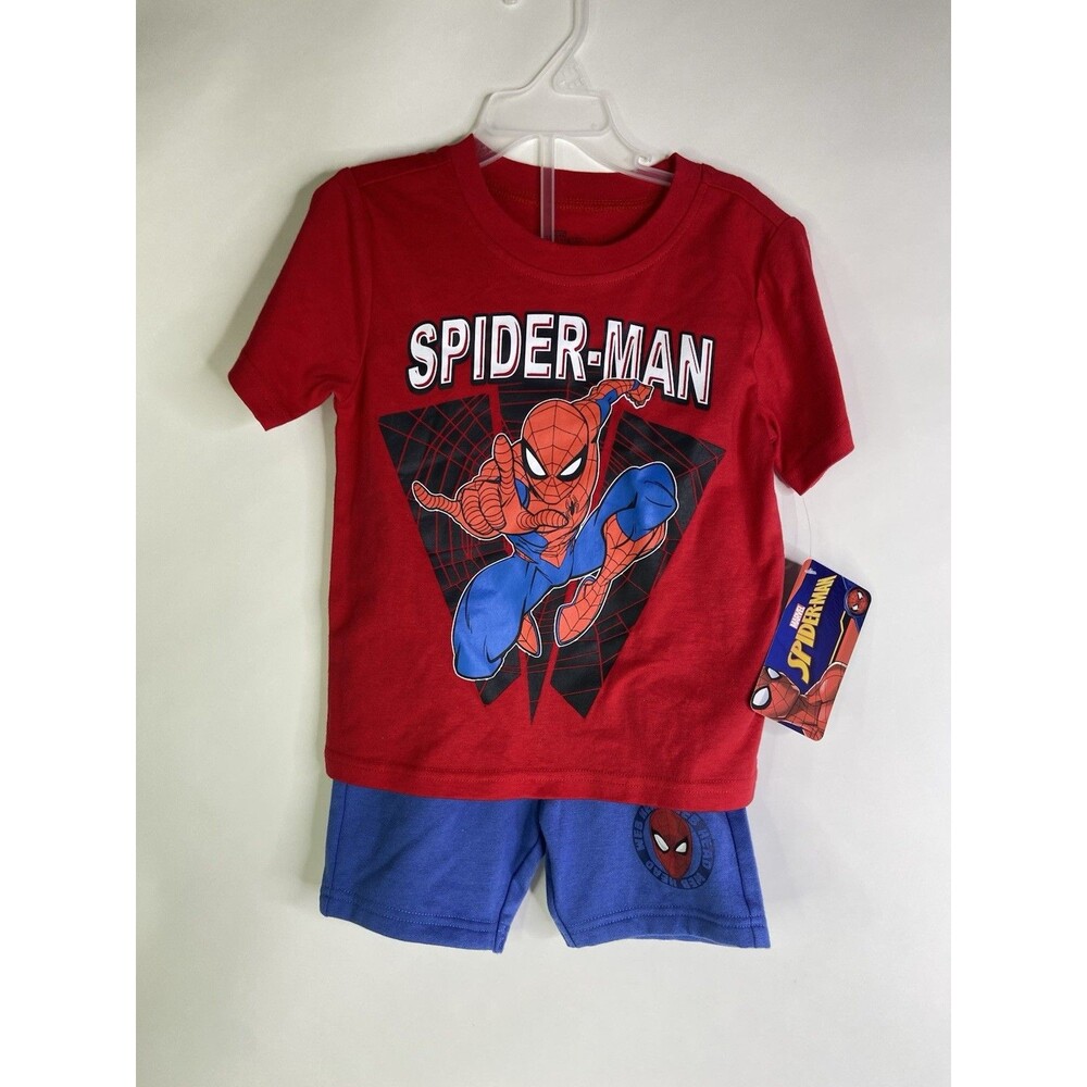 Marvel Comics Spider-Man T-Shirt Top Shorts Set Outfit Kids Boys 3T NEW